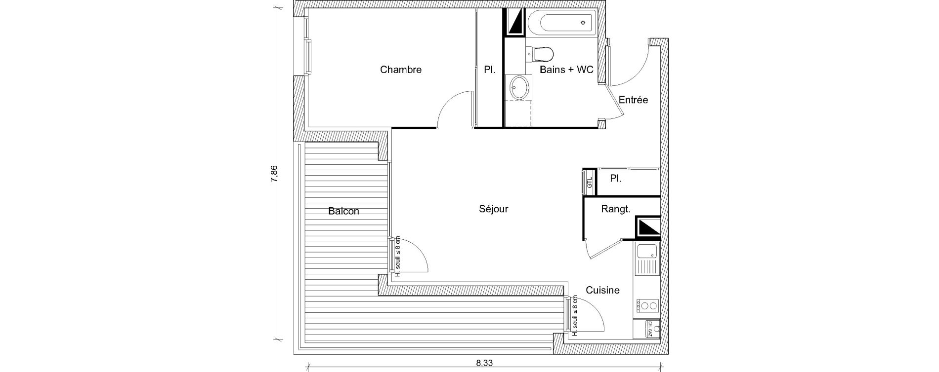 Appartement T2 de 46,39 m2 &agrave; Eaunes Centre