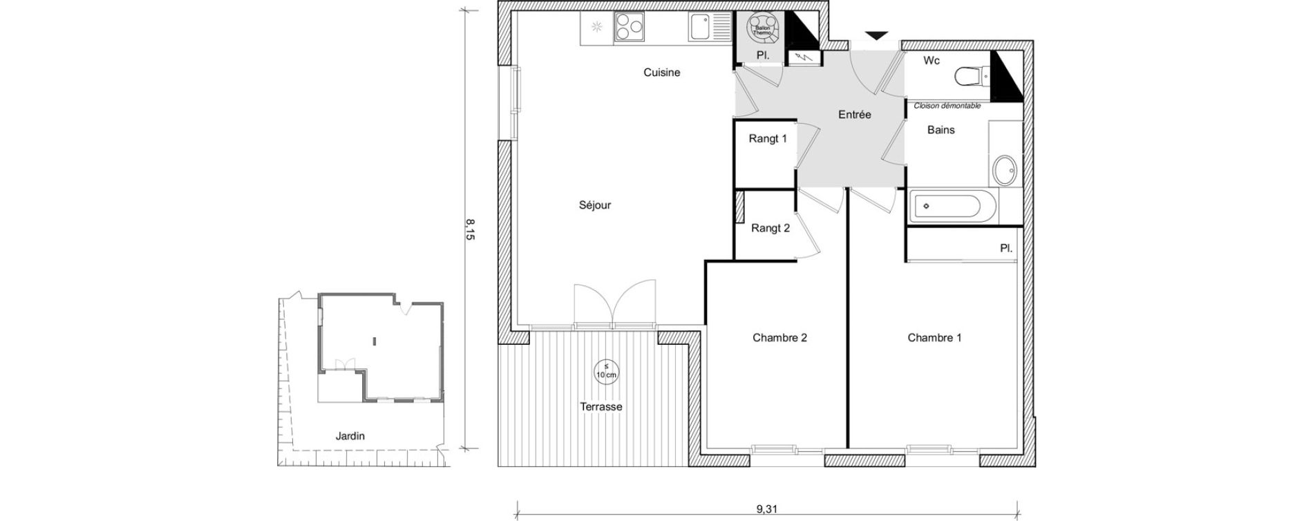Appartement T3 de 62,52 m2 &agrave; Eaunes Centre