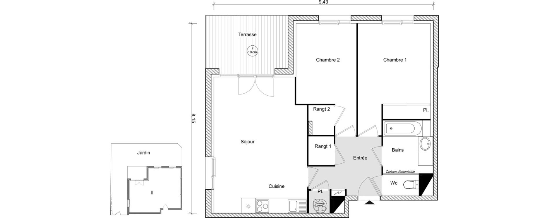Appartement T3 de 62,43 m2 &agrave; Eaunes Centre