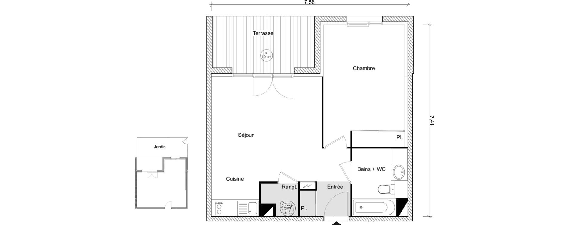 Appartement T2 de 45,23 m2 &agrave; Eaunes Centre