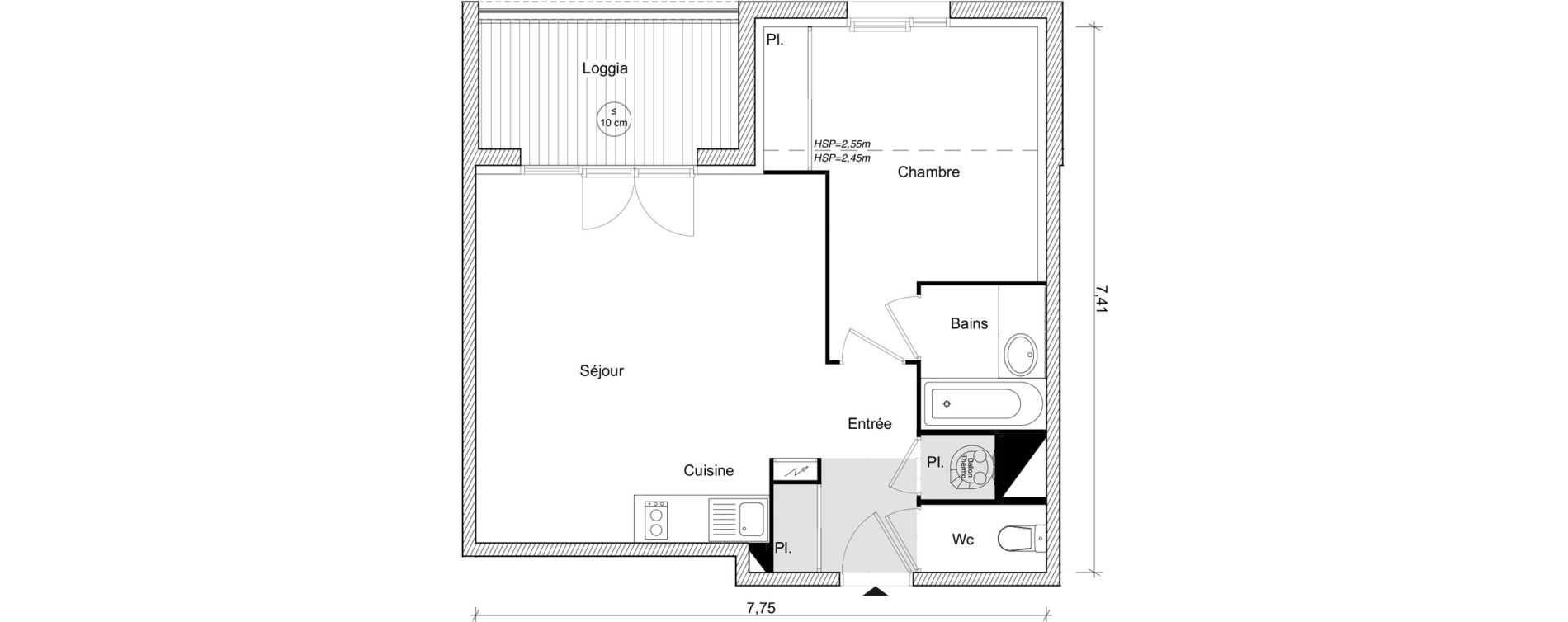 Appartement T2 de 45,76 m2 &agrave; Eaunes Centre
