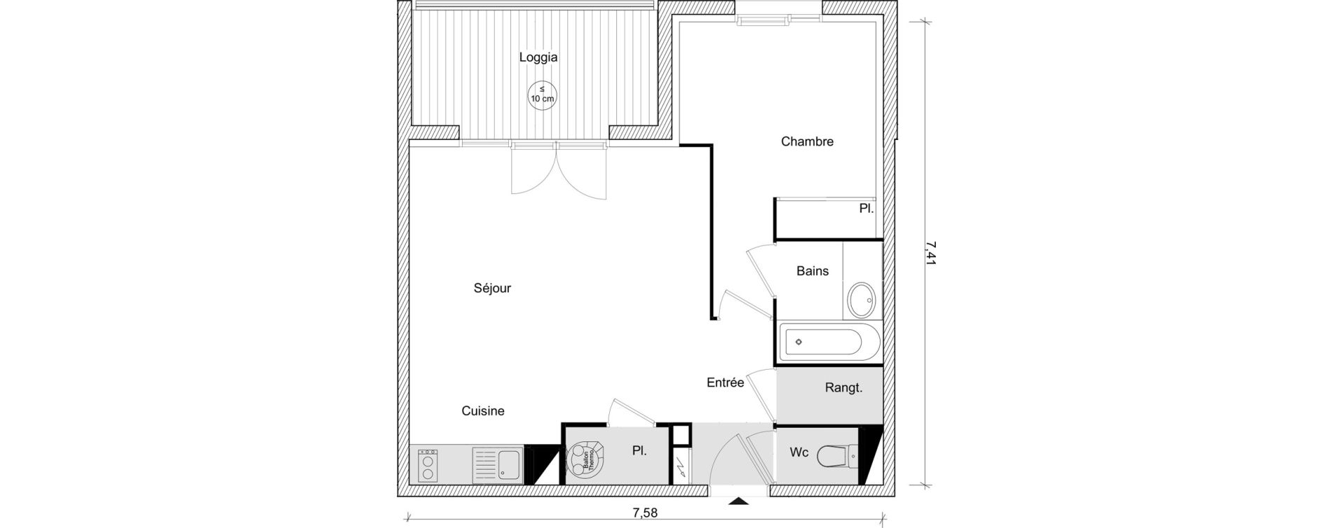 Appartement T2 de 45,05 m2 &agrave; Eaunes Centre