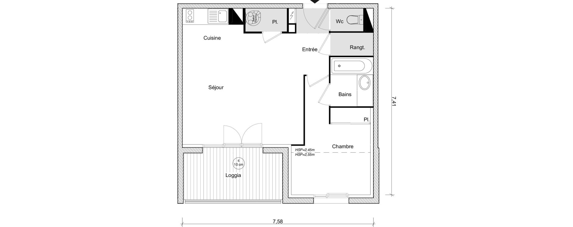 Appartement T2 de 45,05 m2 &agrave; Eaunes Centre