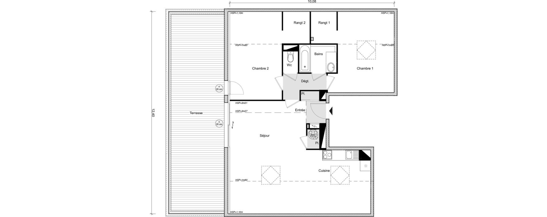 Appartement T3 de 63,55 m2 &agrave; Eaunes Centre