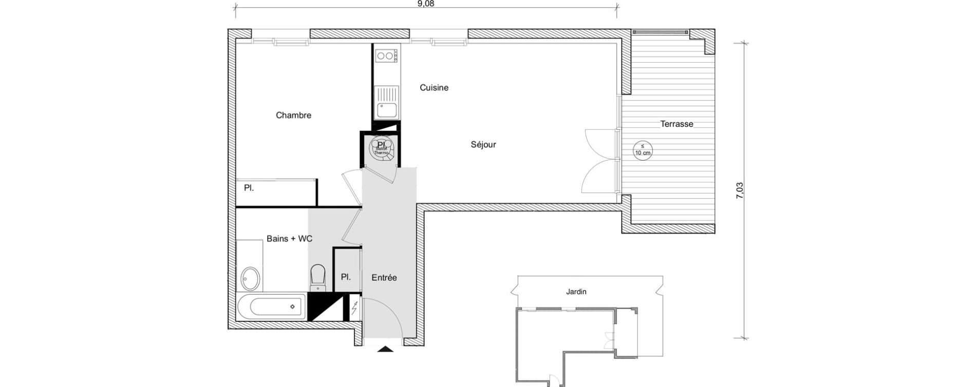 Appartement T2 de 45,36 m2 &agrave; Eaunes Centre