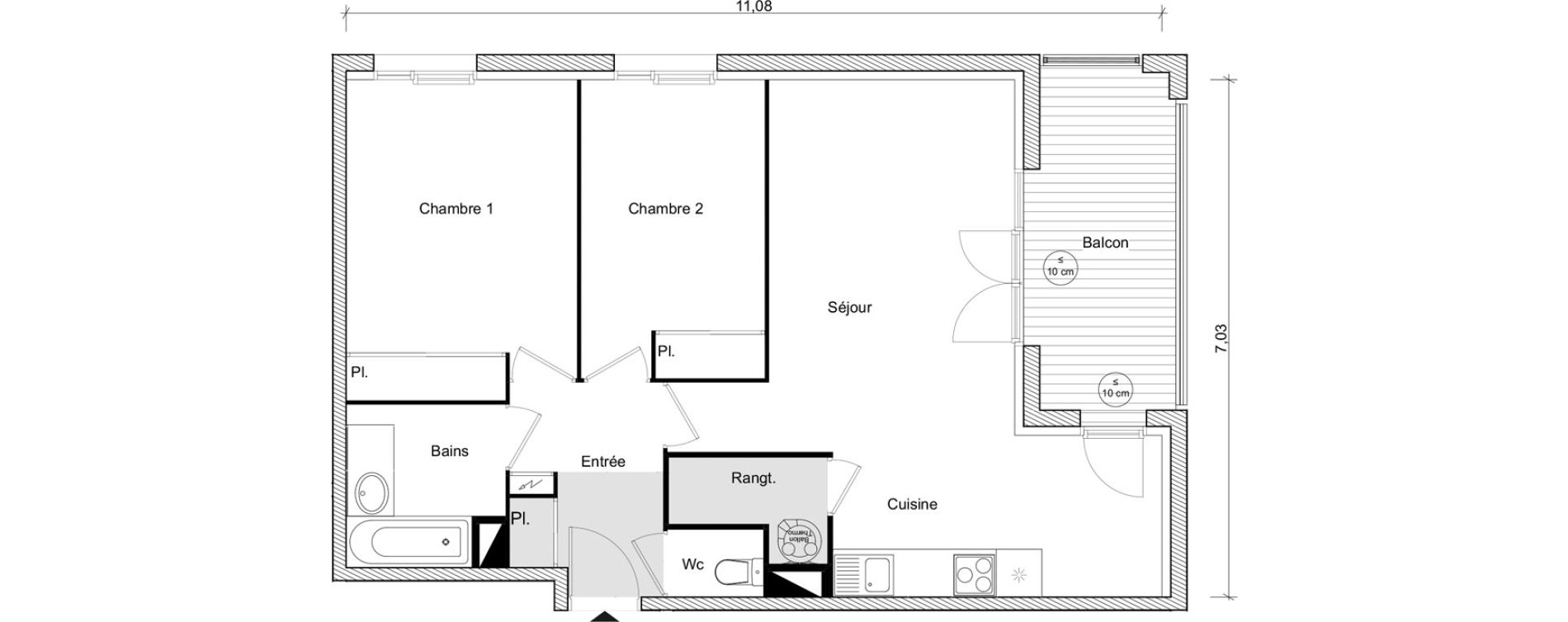 Appartement T3 de 64,42 m2 &agrave; Eaunes Centre