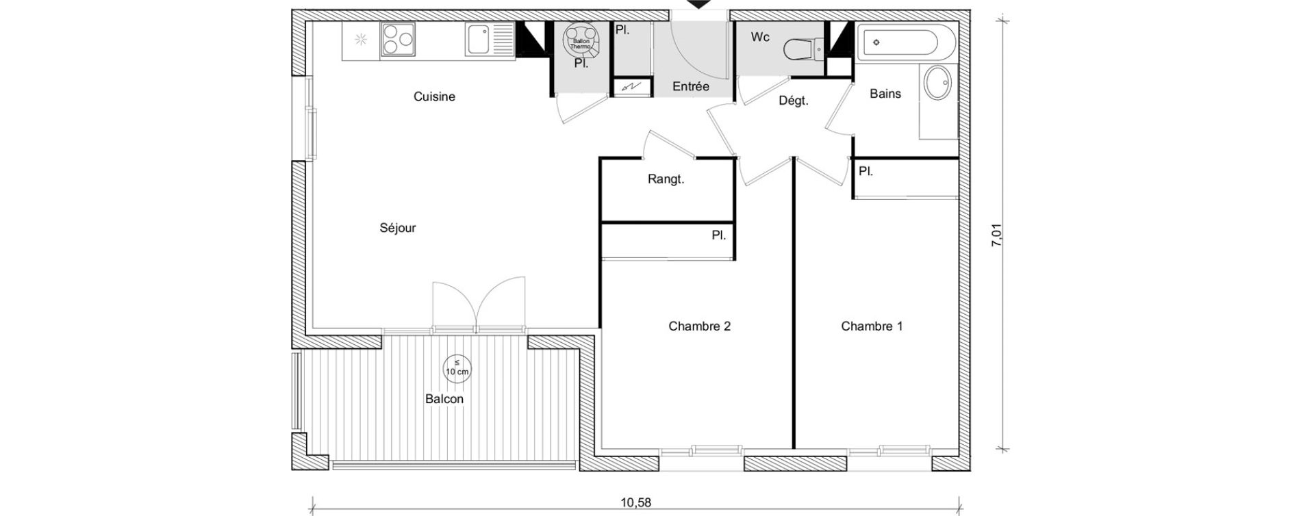 Appartement T3 de 62,15 m2 &agrave; Eaunes Centre