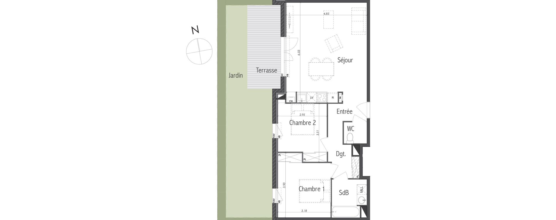 Appartement T3 de 63,51 m2 &agrave; Eaunes Centre