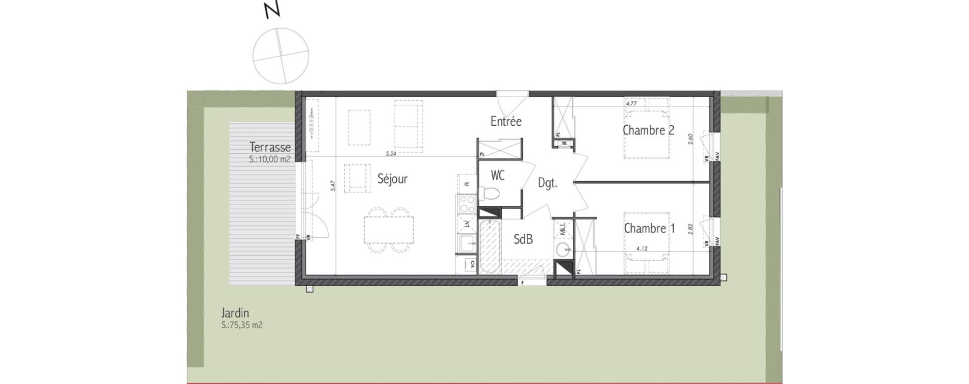 Appartement T3 de 65,95 m2 &agrave; Eaunes Centre