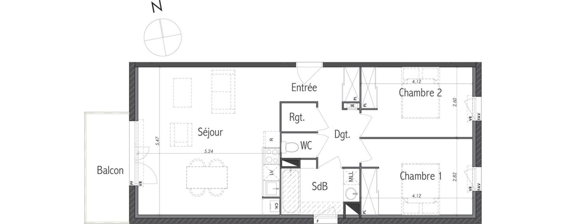 Appartement T3 de 65,85 m2 &agrave; Eaunes Centre