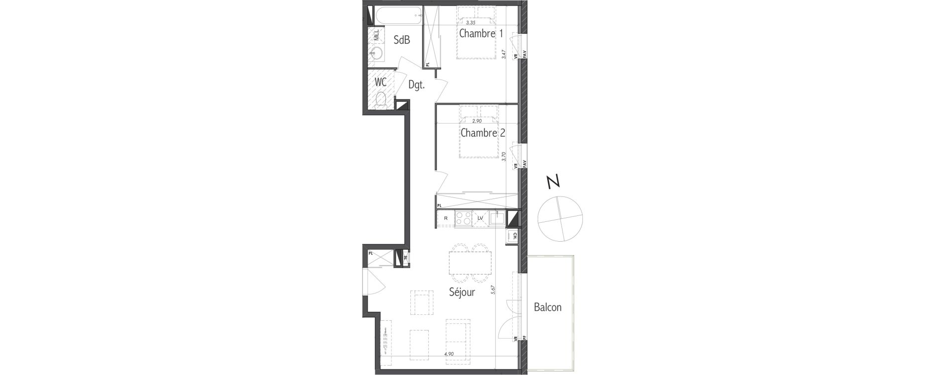 Appartement T3 de 59,06 m2 &agrave; Eaunes Centre