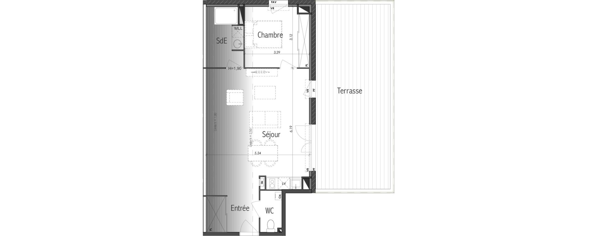 Appartement T2 de 51,87 m2 &agrave; Eaunes Centre