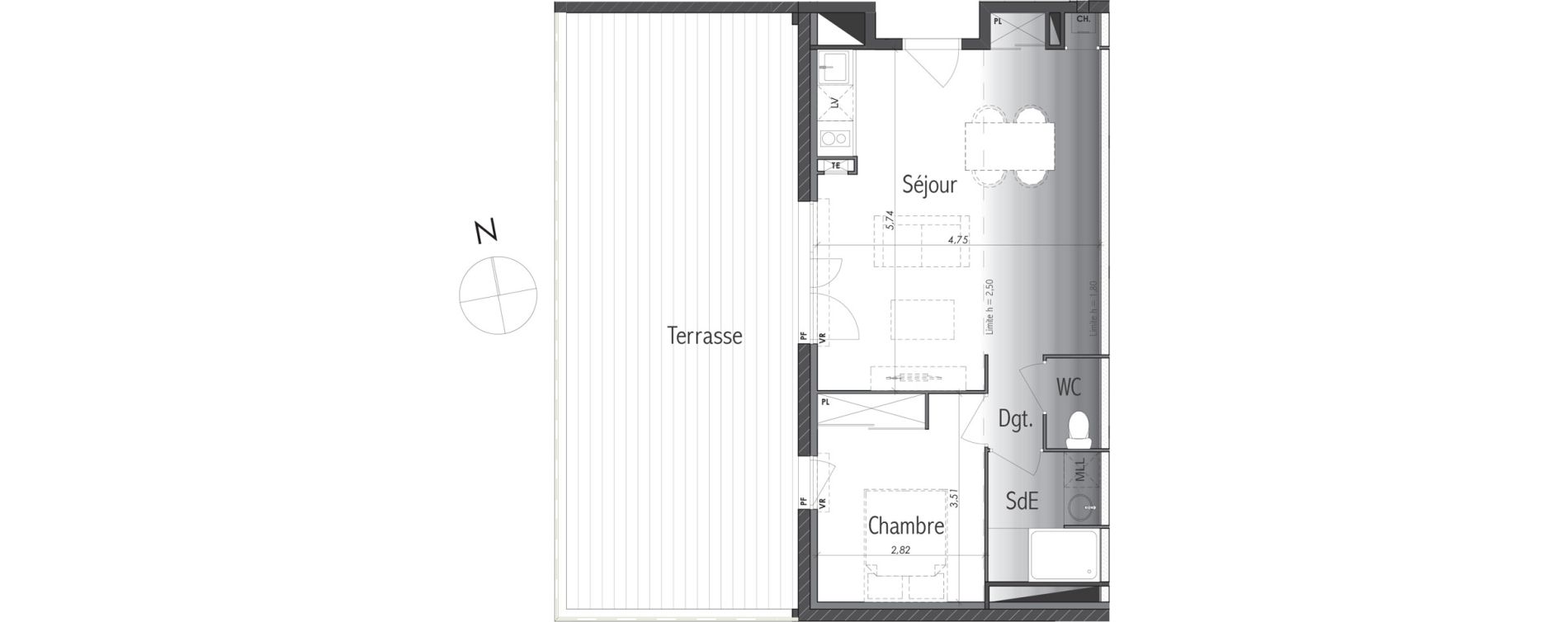Appartement T2 de 43,81 m2 &agrave; Eaunes Centre