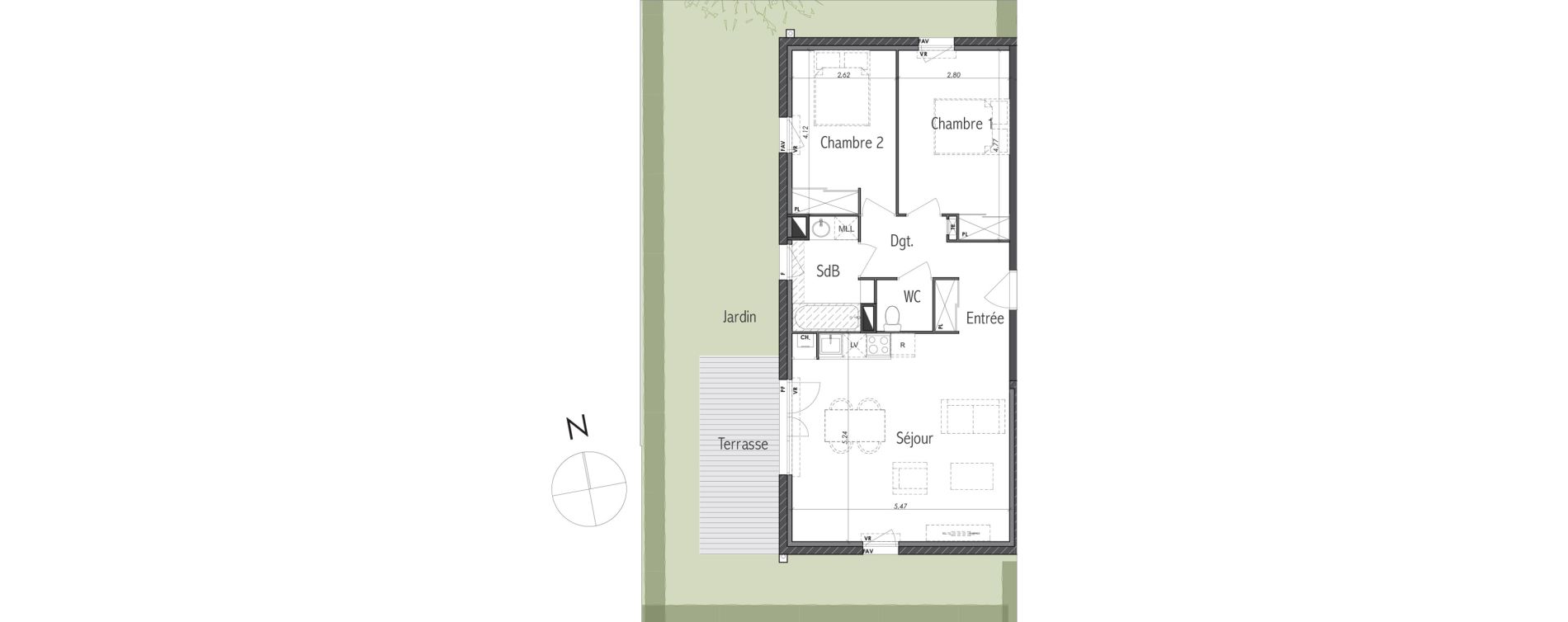 Appartement T3 de 65,98 m2 &agrave; Eaunes Centre