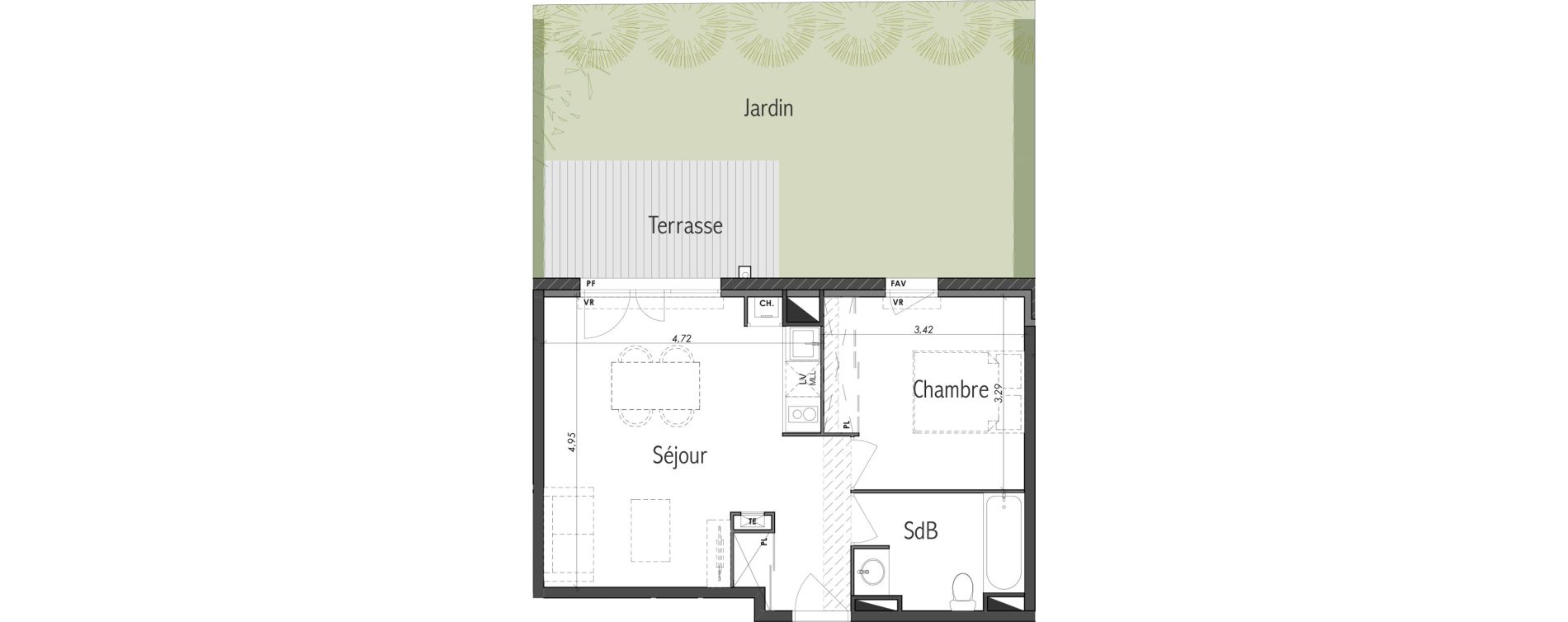 Appartement T2 de 41,02 m2 &agrave; Eaunes Centre