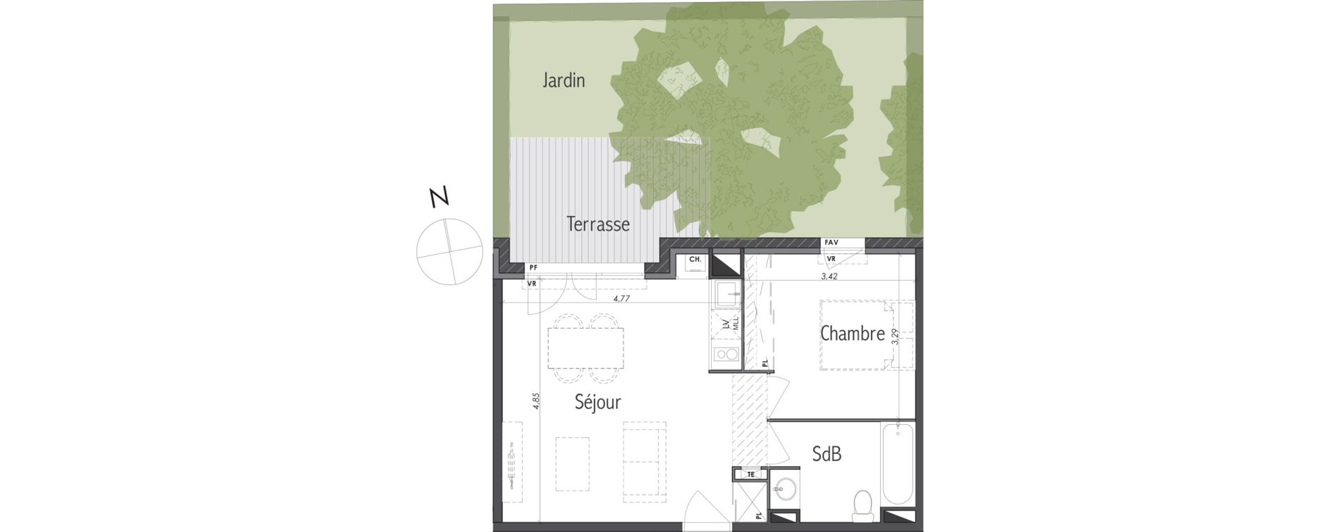 Appartement T2 de 41,09 m2 &agrave; Eaunes Centre