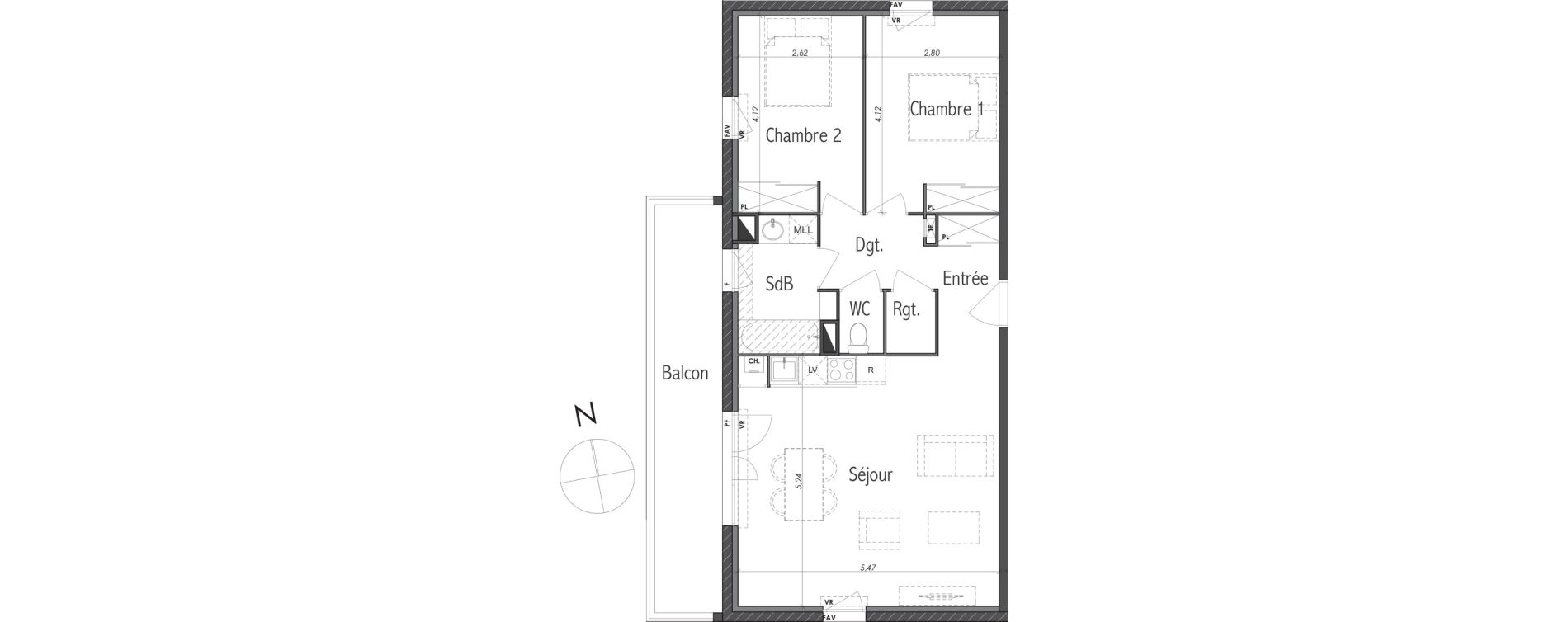 Appartement T3 de 65,88 m2 &agrave; Eaunes Centre