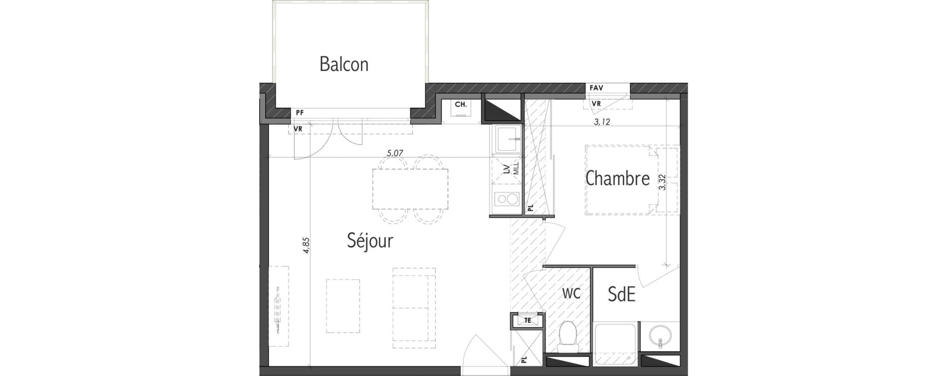 Appartement T2 de 40,80 m2 &agrave; Eaunes Centre