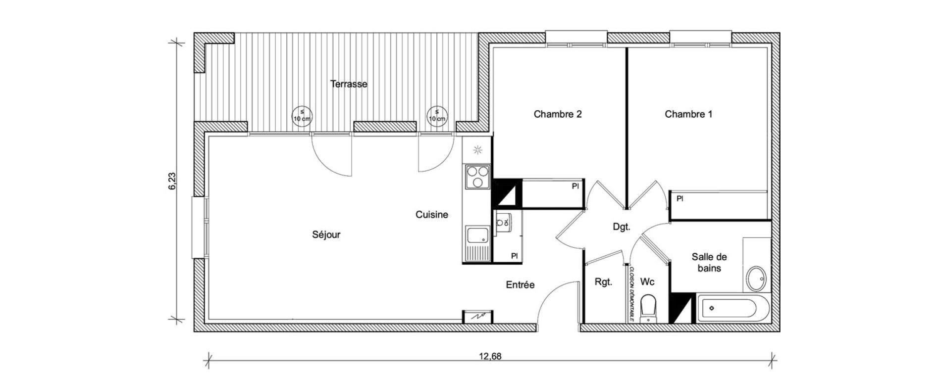 Appartement T3 de 62,72 m2 &agrave; Eaunes Centre