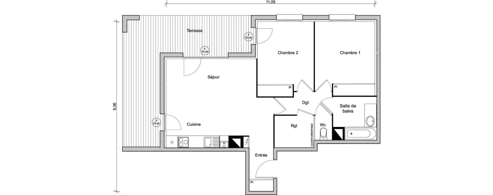 Appartement T3 de 64,57 m2 &agrave; Eaunes Centre