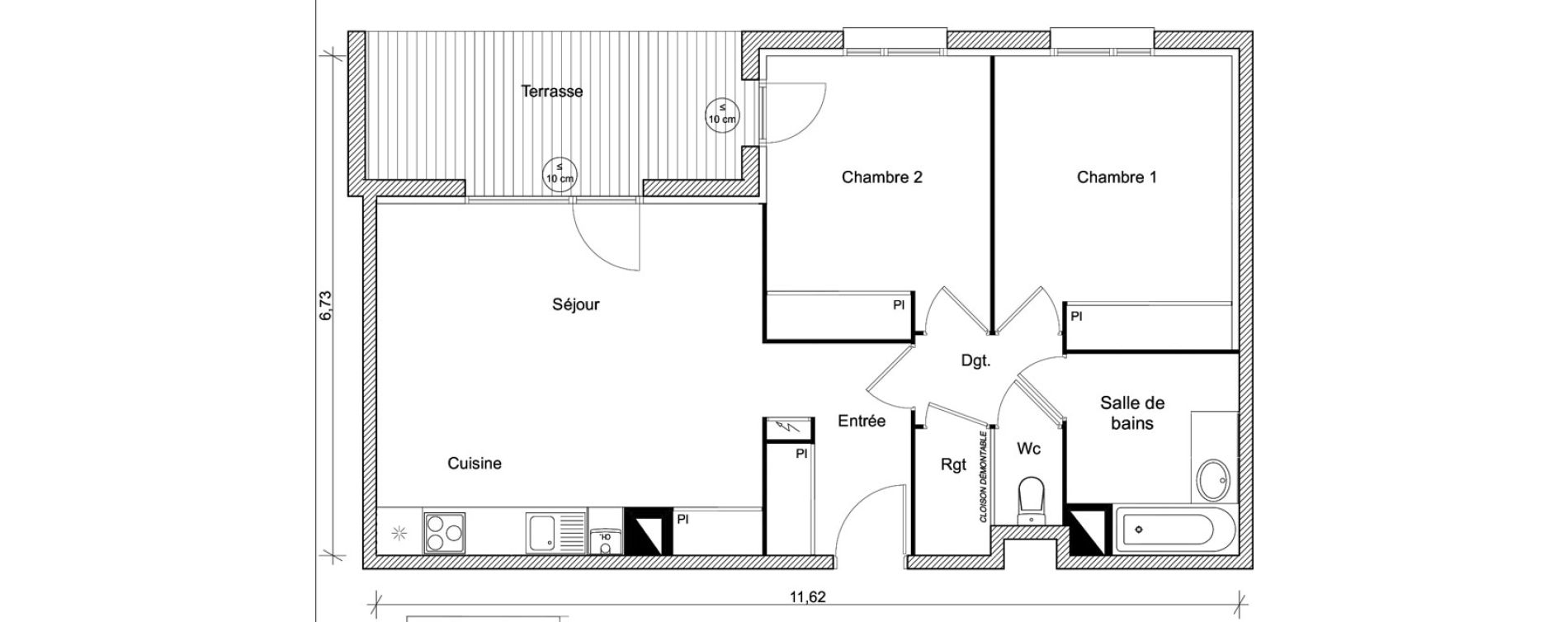 Appartement T3 de 64,37 m2 &agrave; Eaunes Centre