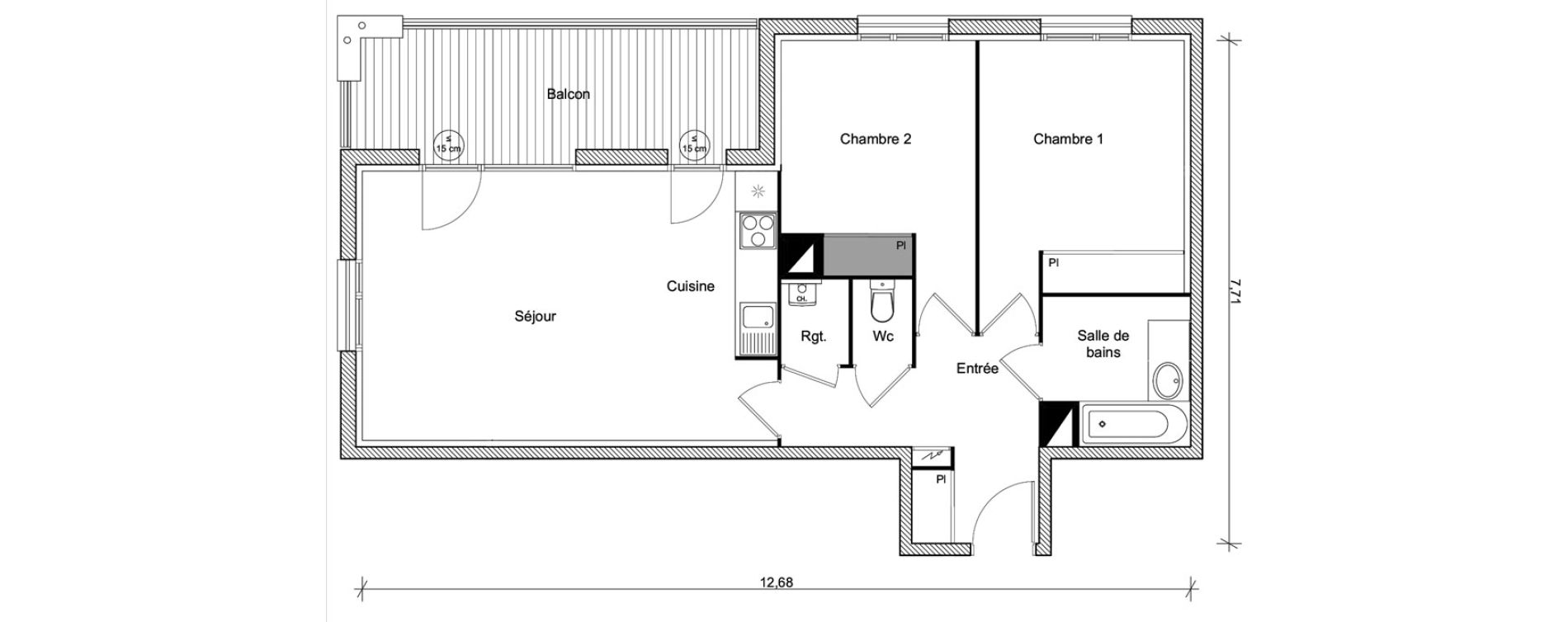 Appartement T3 de 65,48 m2 &agrave; Eaunes Centre