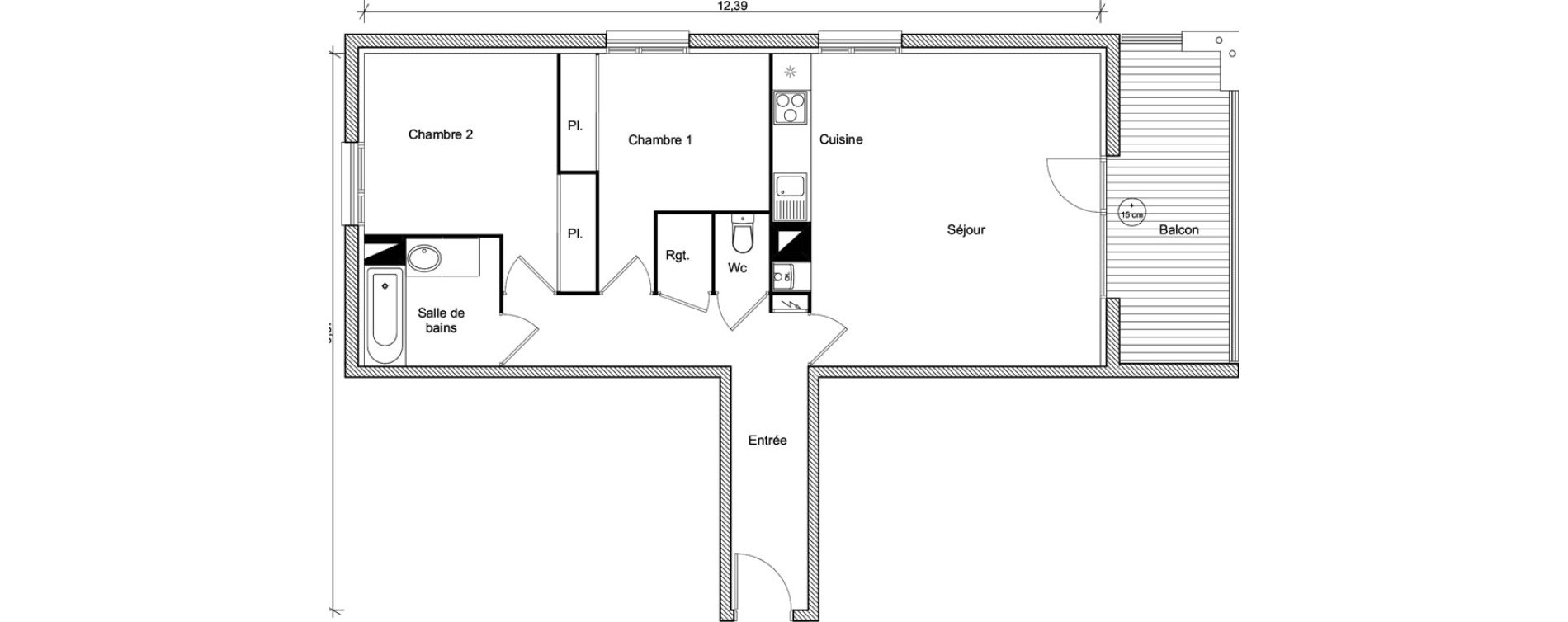 Appartement T3 de 68,28 m2 &agrave; Eaunes Centre