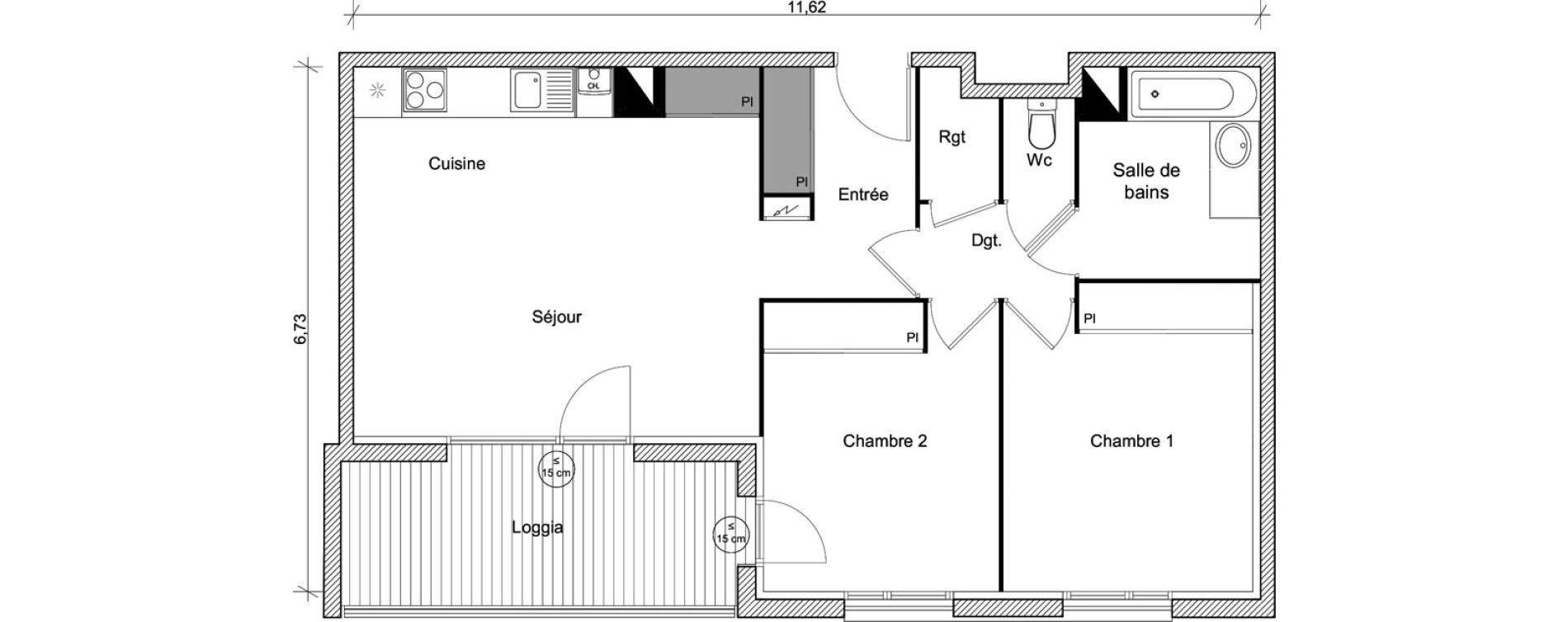 Appartement T3 de 64,16 m2 &agrave; Eaunes Centre