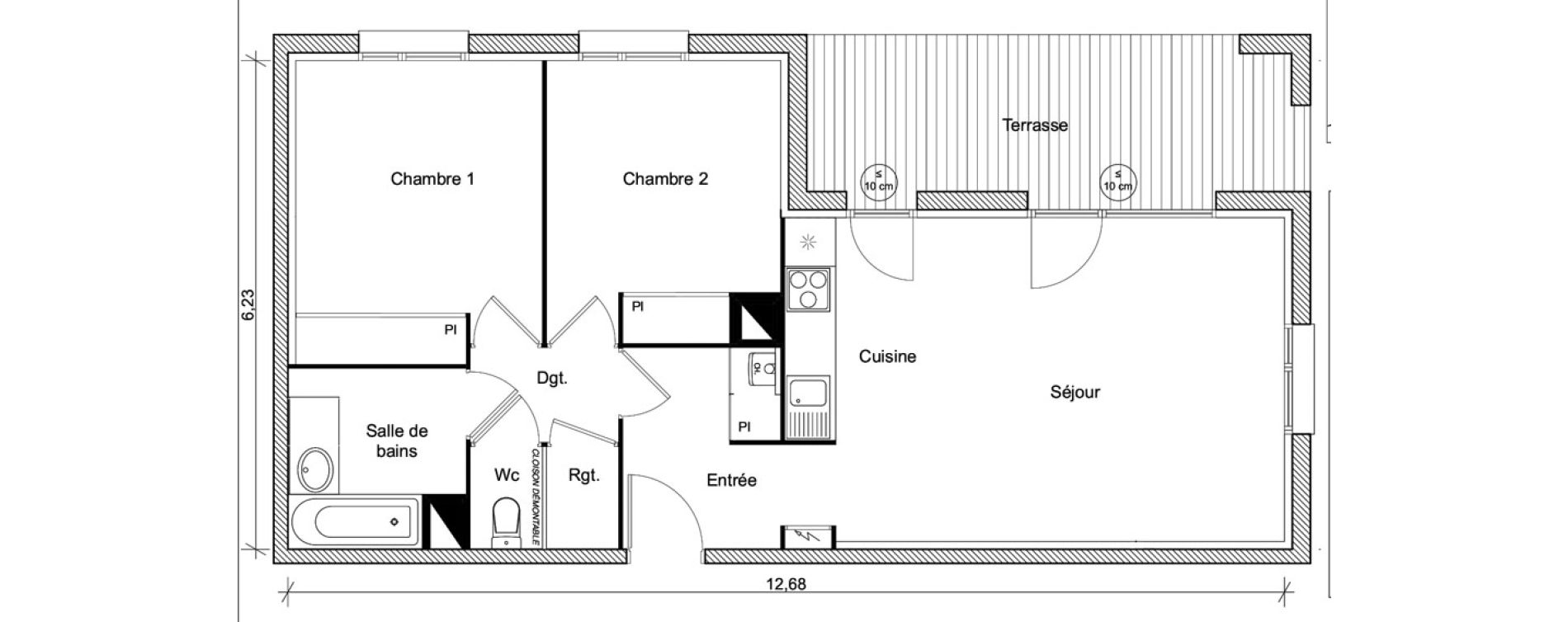 Appartement T3 de 62,72 m2 &agrave; Eaunes Centre