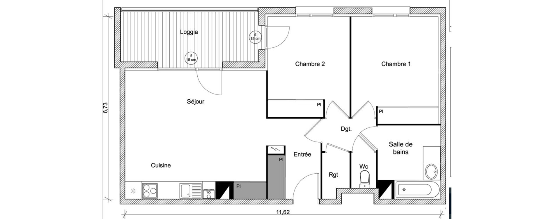 Appartement T3 de 64,16 m2 &agrave; Eaunes Centre