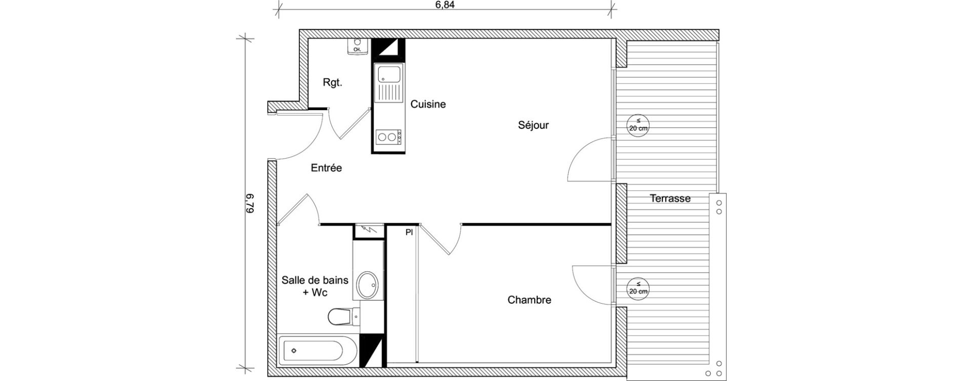 Appartement T2 de 43,68 m2 &agrave; Eaunes Centre