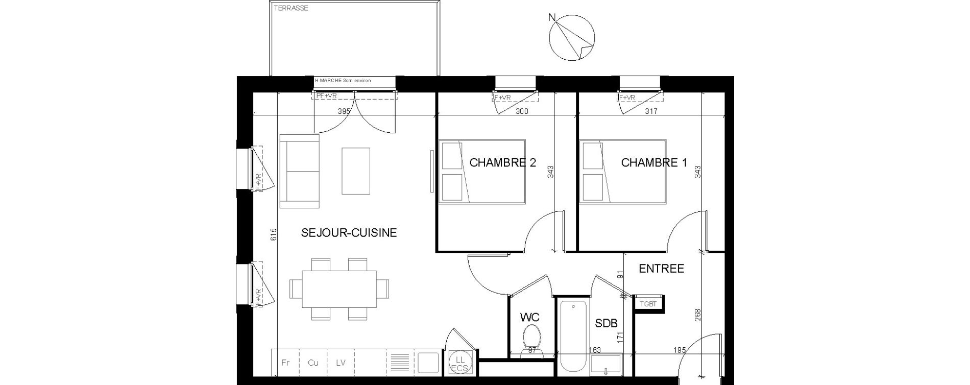 Appartement T3 de 60,85 m2 &agrave; Eaunes Centre