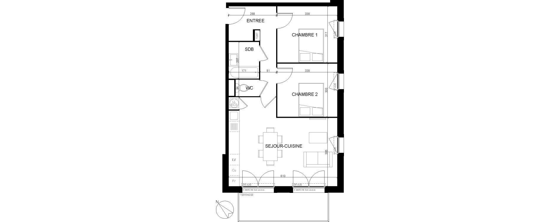 Appartement T3 de 60,00 m2 &agrave; Eaunes Centre