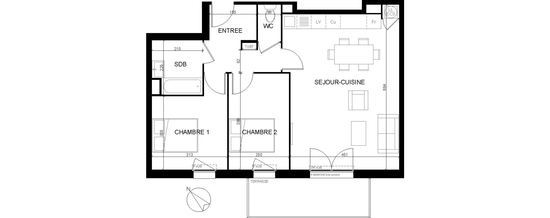 Appartement T3 de 63,20 m2 &agrave; Eaunes Centre