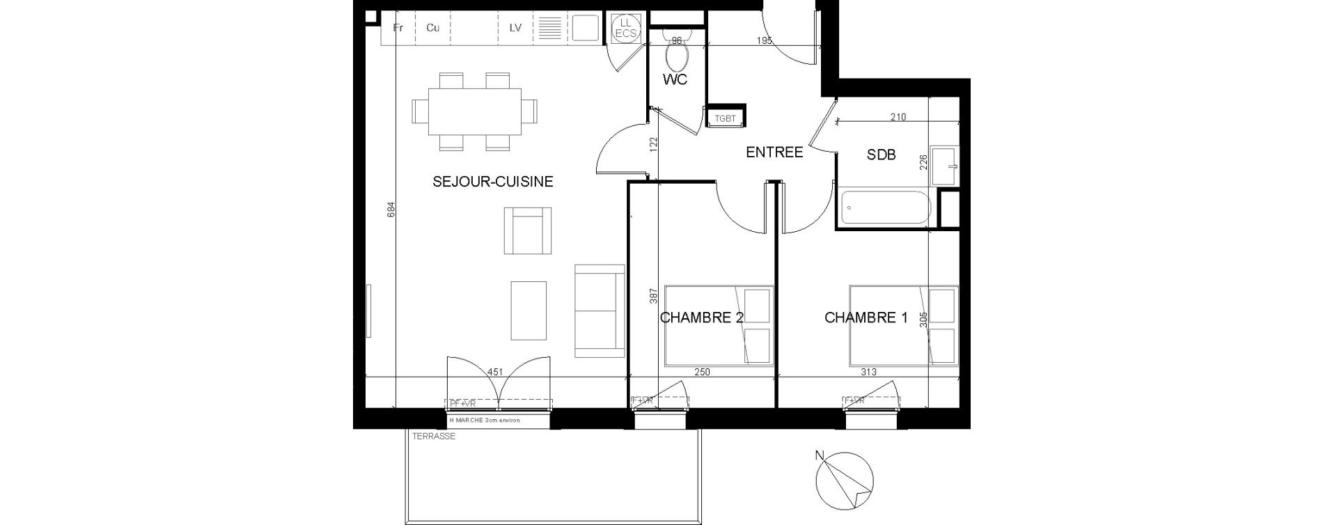 Appartement T3 de 64,50 m2 &agrave; Eaunes Centre