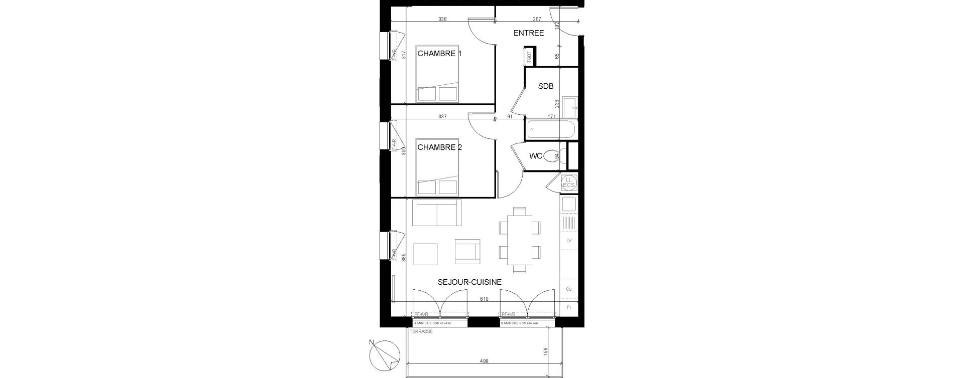 Appartement T3 de 60,10 m2 &agrave; Eaunes Centre
