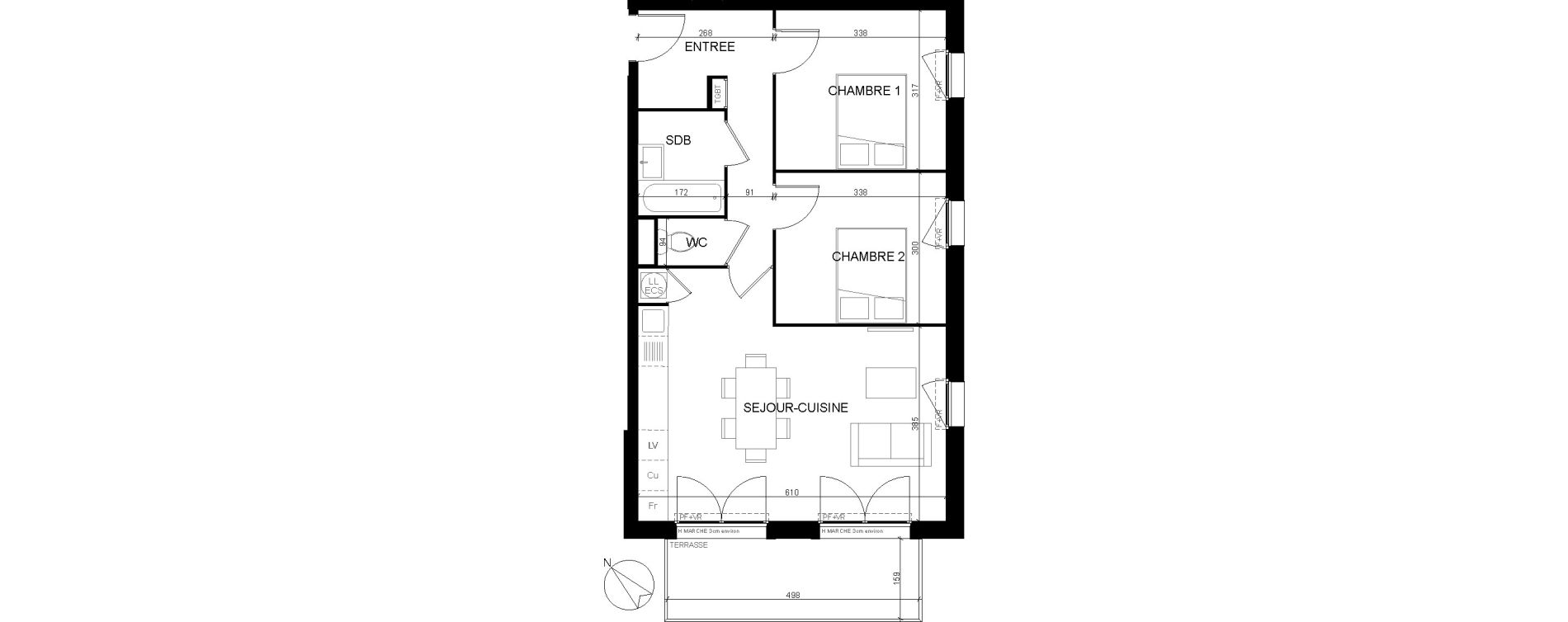 Appartement T3 de 60,00 m2 &agrave; Eaunes Centre