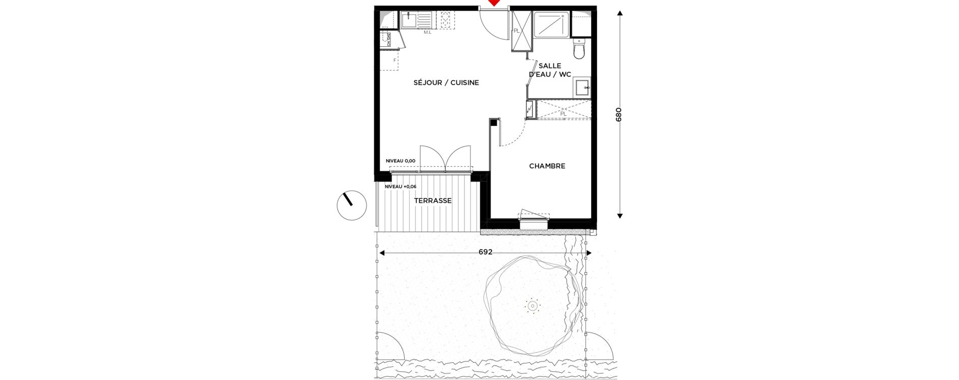 Appartement T2 de 39,71 m2 &agrave; Eaunes Centre