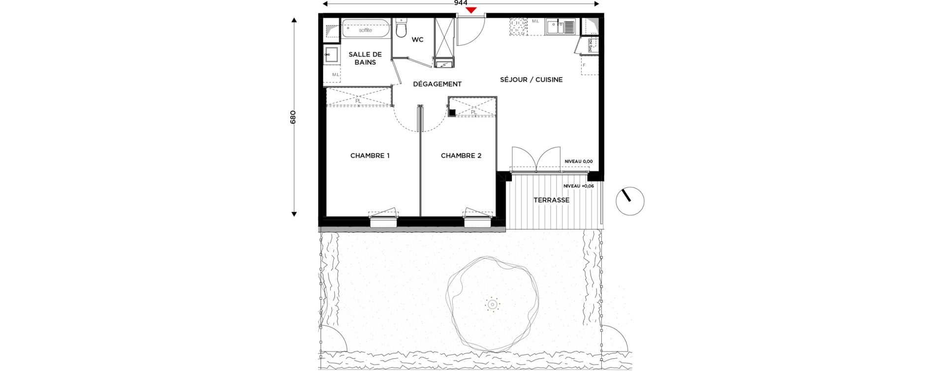 Appartement T3 de 56,04 m2 &agrave; Eaunes Centre