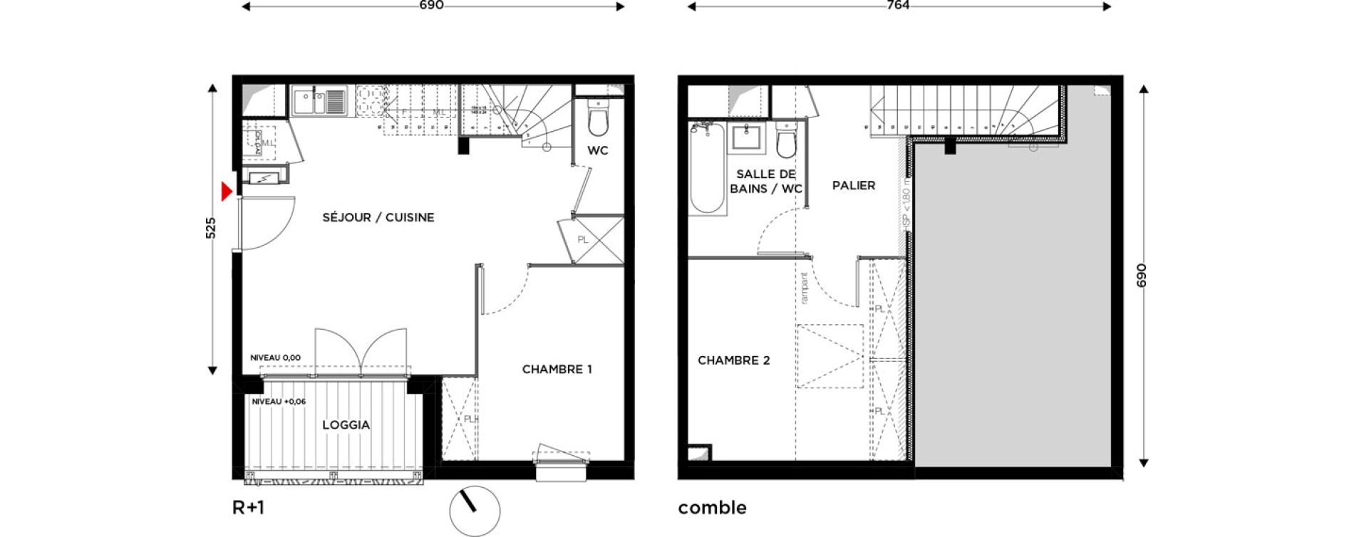 Appartement T3 de 61,13 m2 &agrave; Eaunes Centre