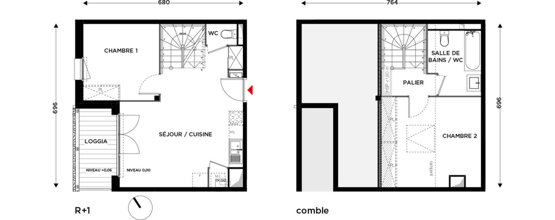 Appartement T3 de 59,69 m2 &agrave; Eaunes Centre