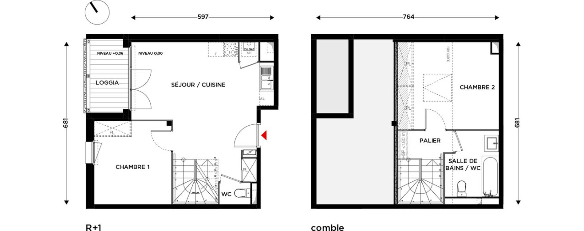 Appartement T3 de 60,73 m2 &agrave; Eaunes Centre