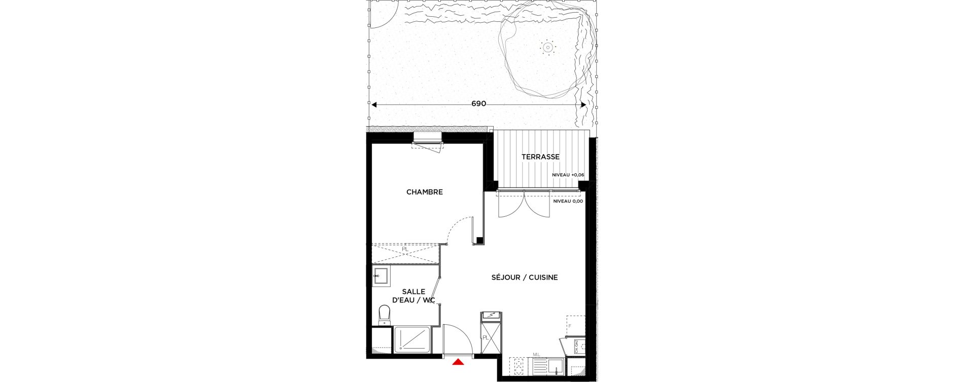 Appartement T2 de 41,88 m2 &agrave; Eaunes Centre