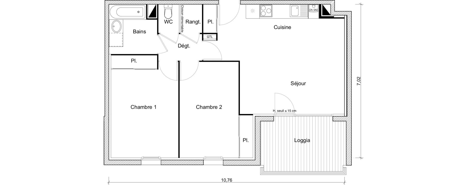 Appartement T3 de 64,00 m2 &agrave; Eaunes Centre