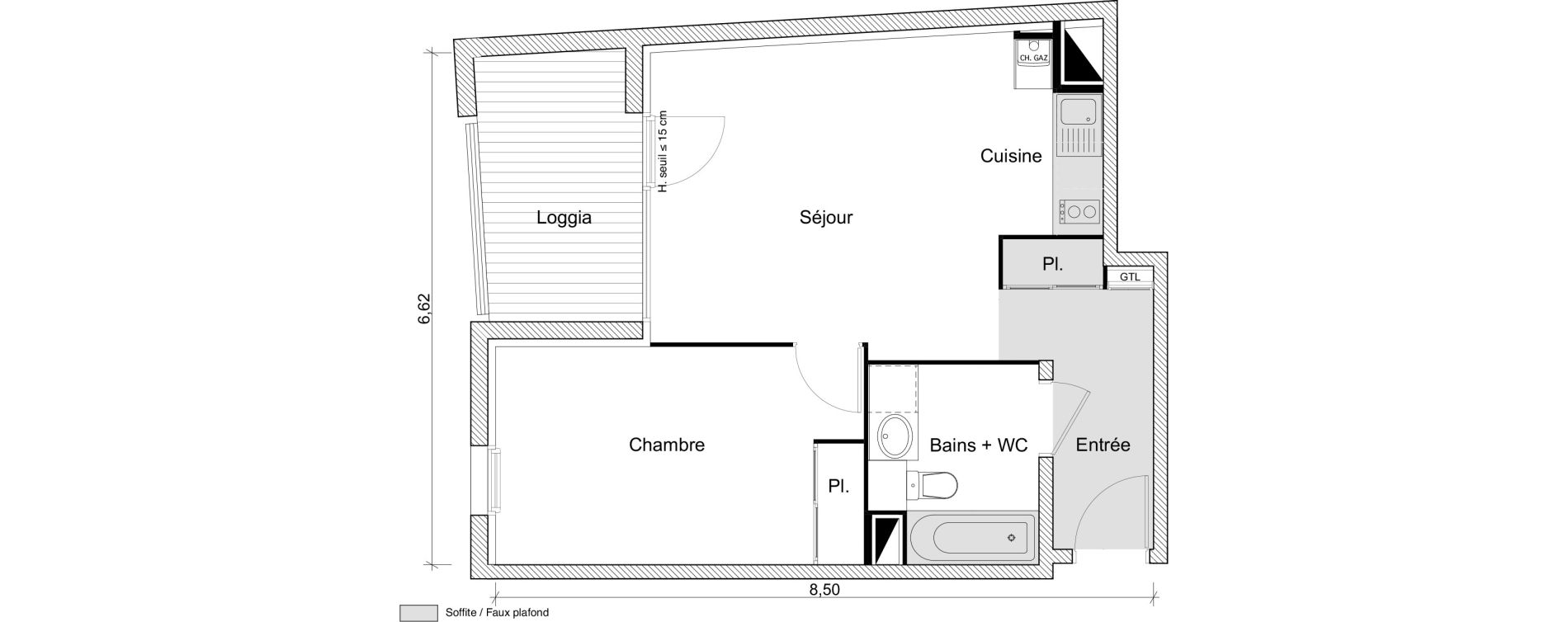 Appartement T2 de 45,30 m2 &agrave; Eaunes Centre