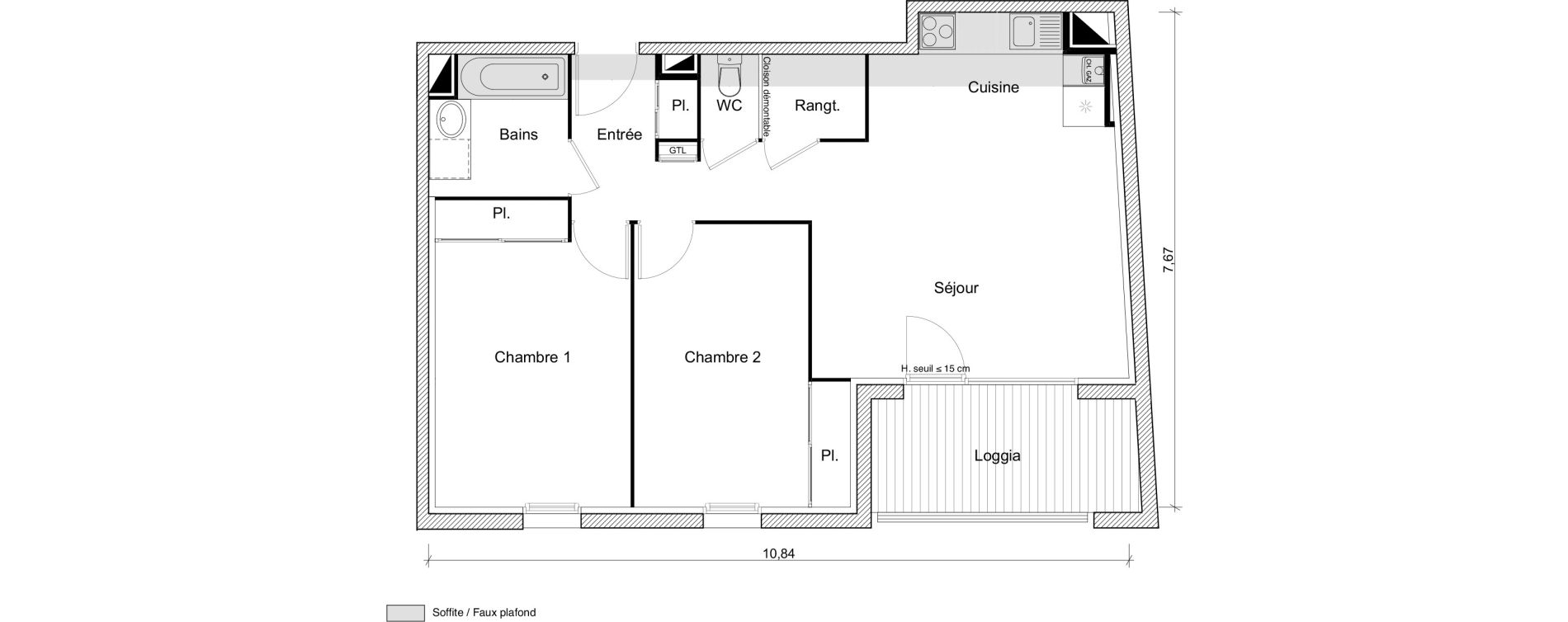 Appartement T3 de 65,44 m2 &agrave; Eaunes Centre