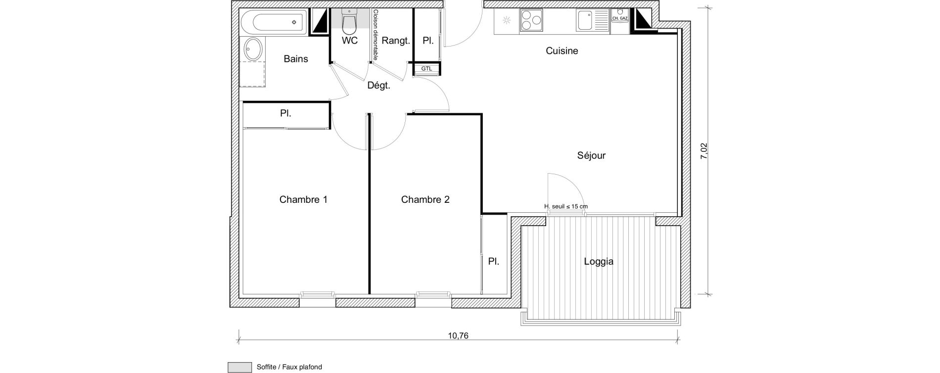 Appartement T3 de 64,00 m2 &agrave; Eaunes Centre
