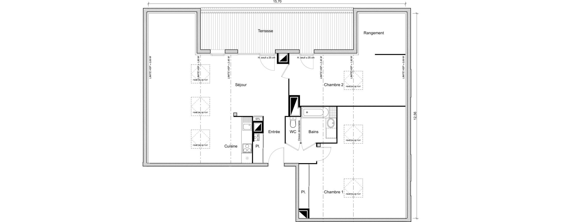 Appartement T3 de 69,48 m2 &agrave; Eaunes Centre
