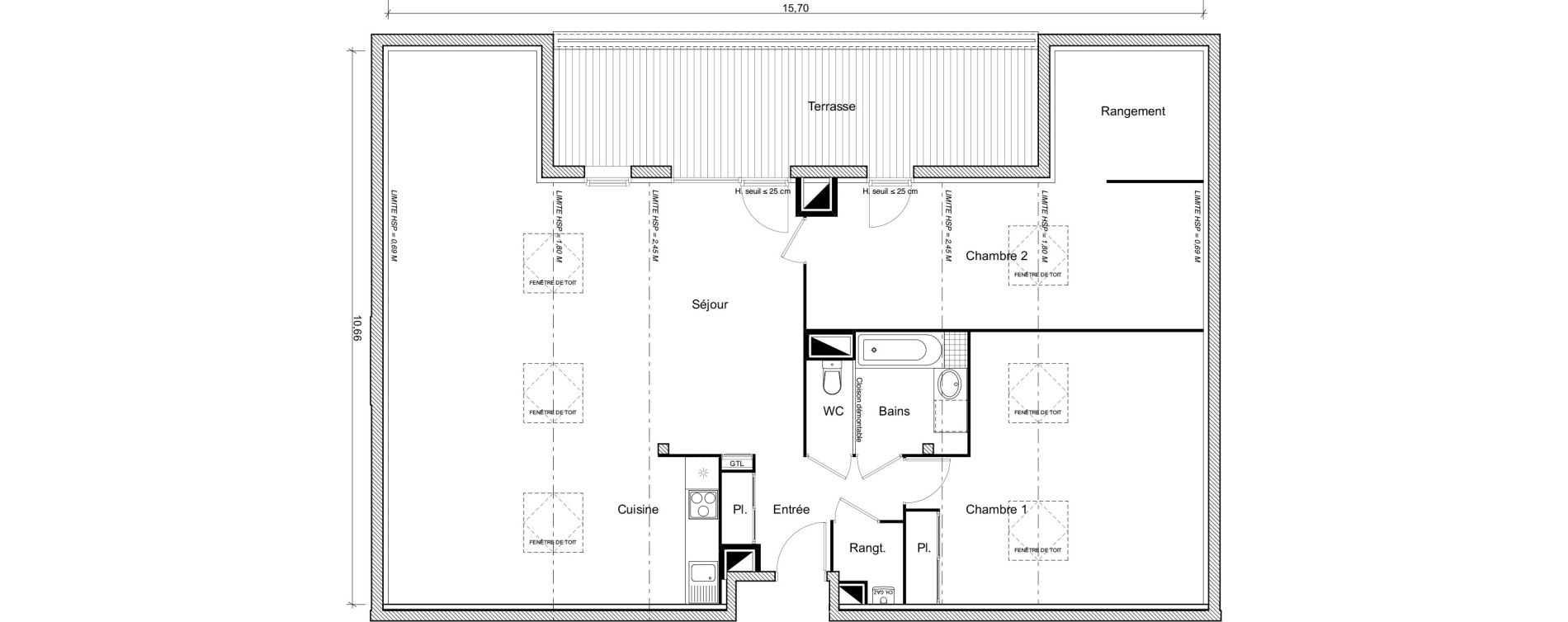 Appartement T3 de 70,95 m2 &agrave; Eaunes Centre