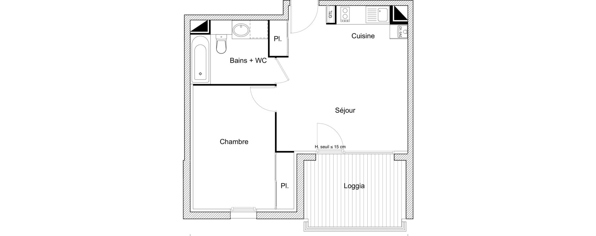Appartement T2 de 41,04 m2 &agrave; Eaunes Centre